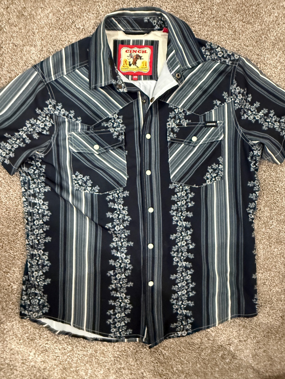 Cinch Navy and White Vintage Style Western Shirt